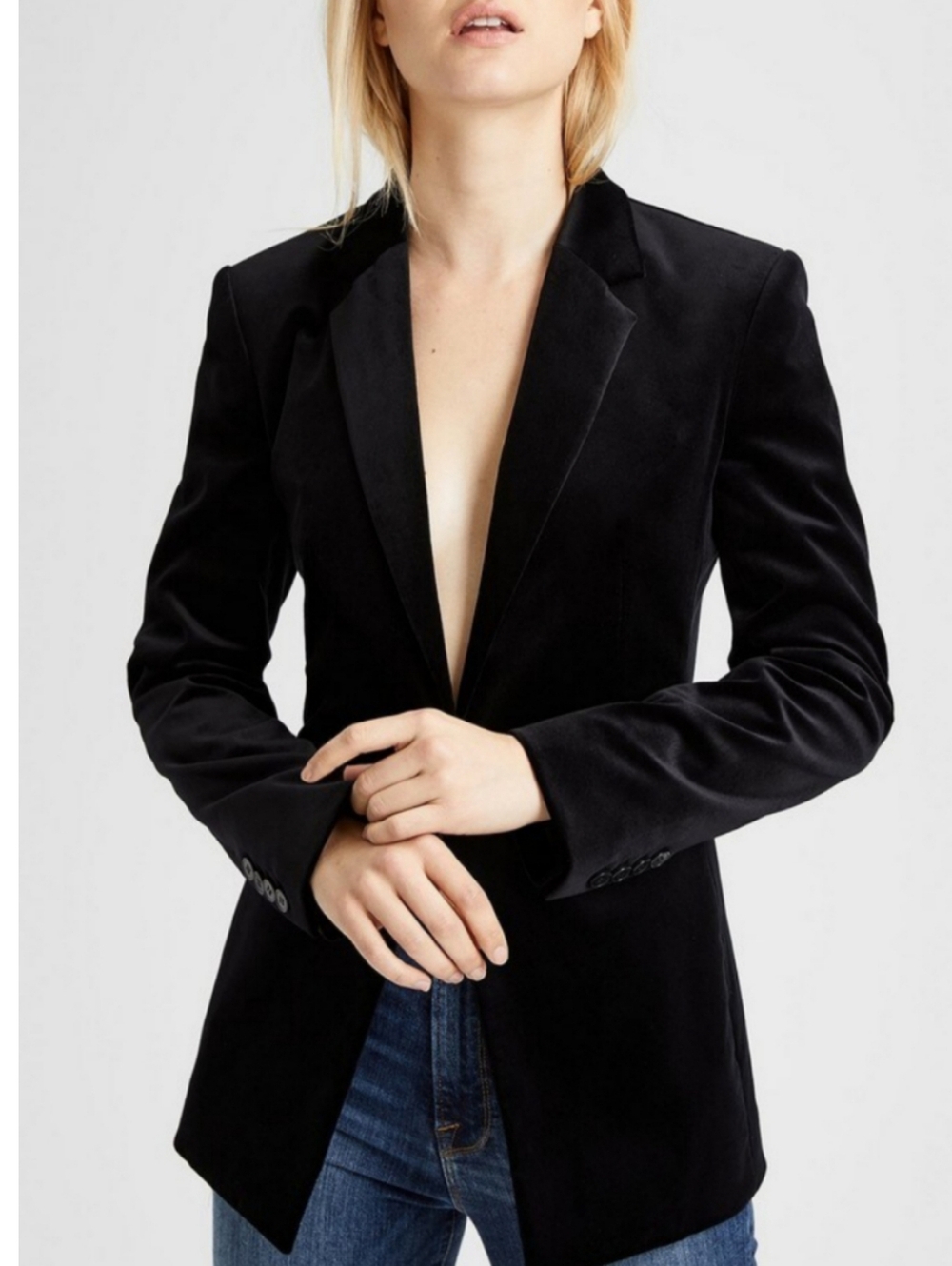 Theory Velvet Power Blazer Jacket Size 12 Black Dark Academia Quiet Luxury